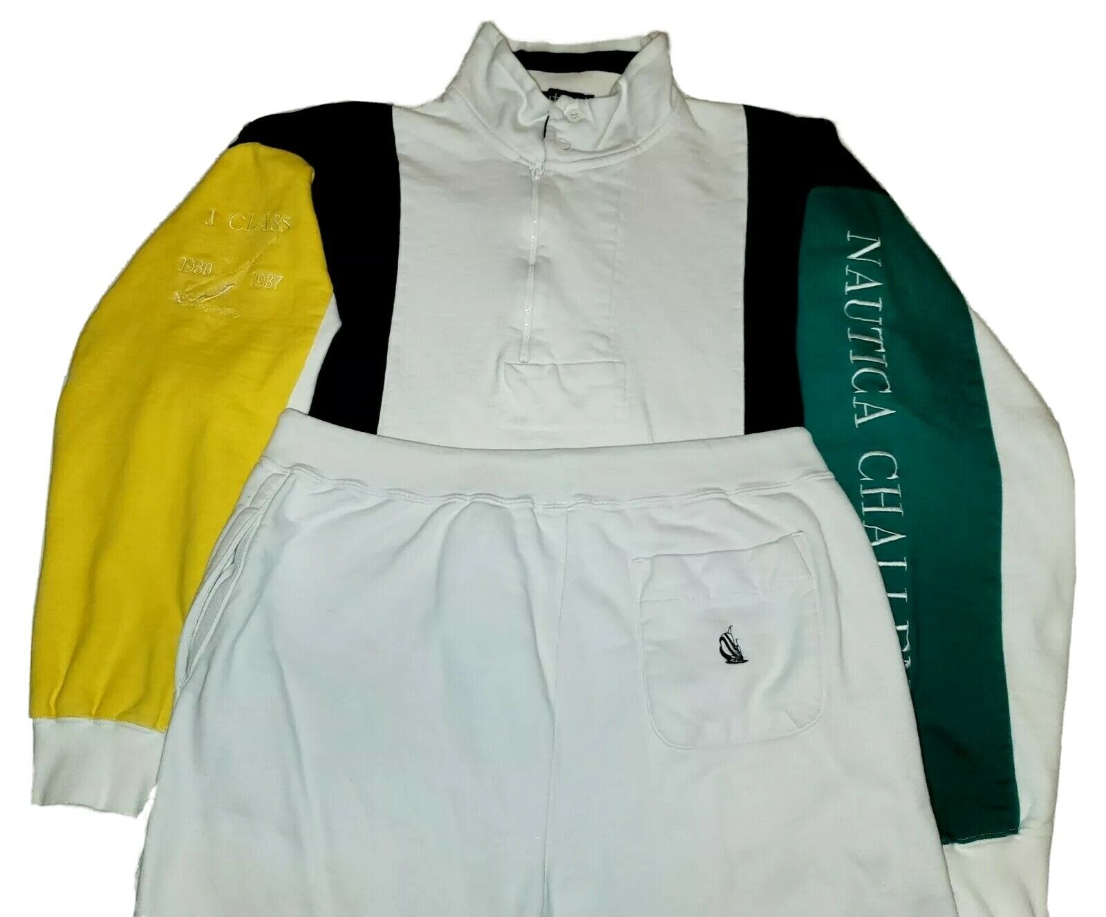 Vtg 90s Nautica Challenge J Class 2pc Sweatsuit Sweatshirt & Pants (men's Xl)