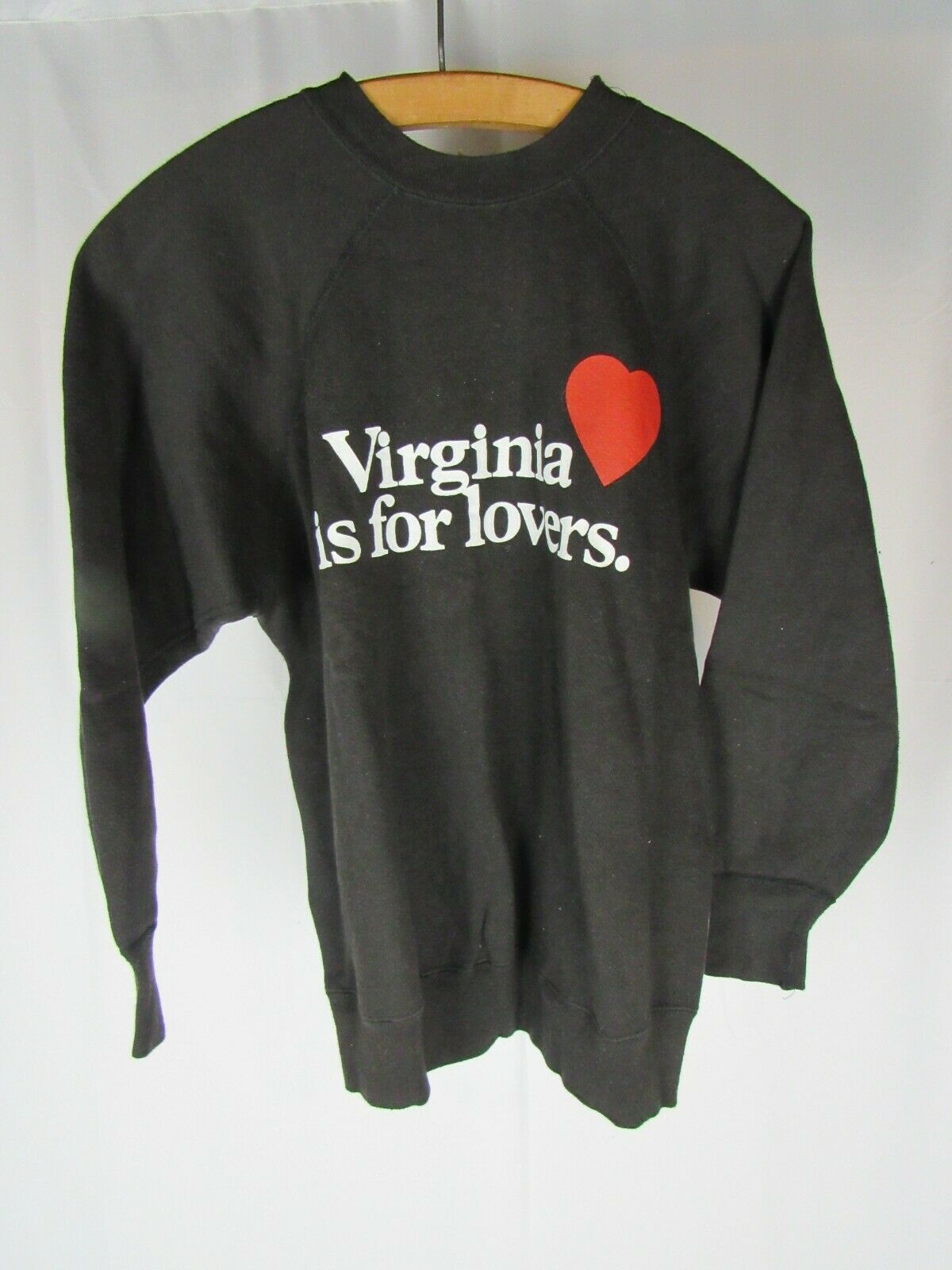 Vtg 60s 70s Velva Sheen Raglan Sleeve Virginia Is For Lovers Sweatshirt Sz M Usa